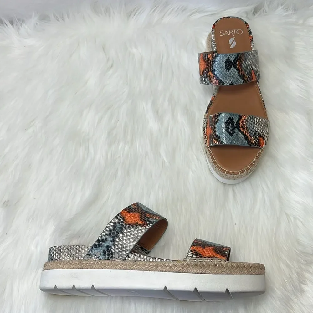 Franco Sarto Cappy Snake Print Platform Slides Sz‎ 9